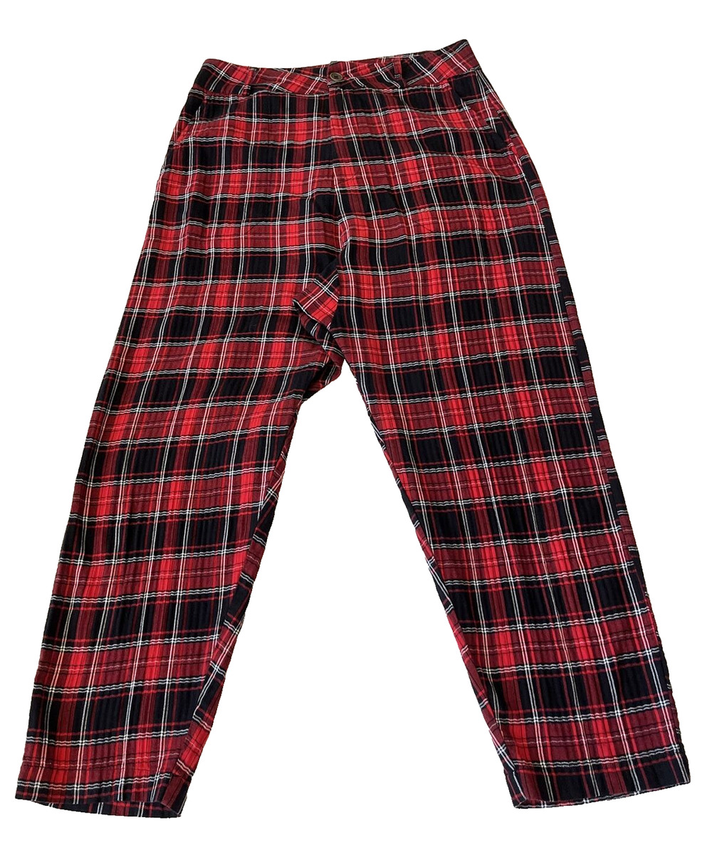 Zara Tartan Womens Tartan Plaid Crop Harem Pants Sz S Flat Front Pockets 80s